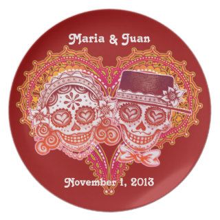 Sugar Skull Couple Plate   Customize for Wedding