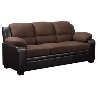 Two tone Brown Microfiber/ Faux Leather Sofa