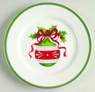 Christopher Radko Holiday Celebrations (Green Trim) Canape Plate, Fine China Din