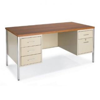 MBI Steel Office Furniture LETTER B ONLY   Black Desk/Walnut Laminate Top