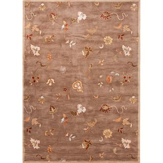 Hand tufted Plush Transitional Floral Pattern Brown Rug (96 X 136)