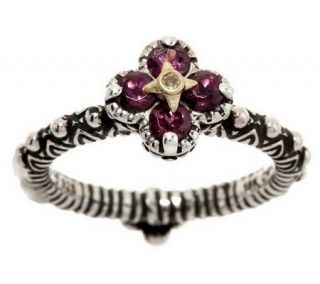 Barbara Bixby Sterling/18K Gemstone Flower Stack Ring —