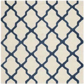 Safavieh Handmade Moroccan Cambridge Ivory/ Navy Wool Rug (6 Square)