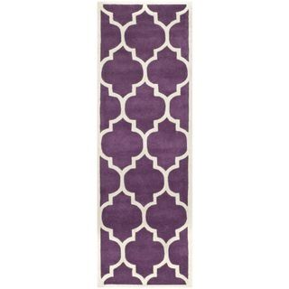 Modern Handmade Moroccan Purple Wool Rug (23 X 7)