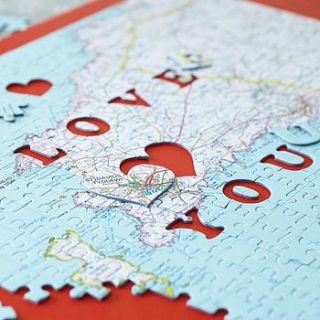 personalised location 'love you' map jigsaw by thelittleboysroom
