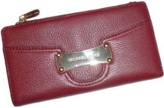 Women's Michael Kors Saratoga Continental Leather Top Zip Wallet Bordeaux Mk Wallet Women