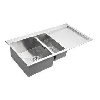 Hand Crafted Stainless Steel Overmount Double Bowl Kitchen Sink (AT100DP)    