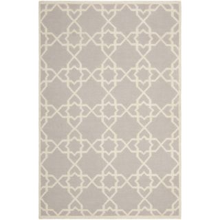 Transitional Safavieh Handwoven Moroccan Dhurrie Gray/ Ivory Wool Rug (5 X 8)