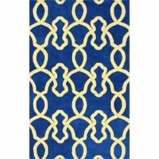 Nuloom Handmade Lattice Trellis Blue Wool Rug (76 X 96)