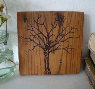 winter tree print on reclaimed timber by northern logic