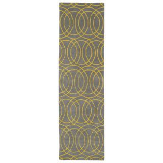 Hand tufted Cosmopolitan Circles Yellow/ Light Brown Wool Runner Rug (23 X 8)