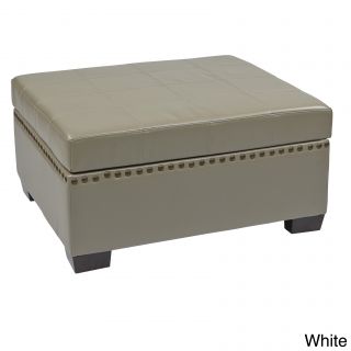 Contemporary Eco leather Storage Ottoman With Solid Wood Legs