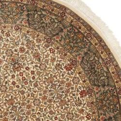 Asian Hand knotted Royal Kerman Ivory and Green Wool Rug (6' Round) Safavieh Round/Oval/Square