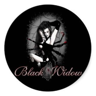 Black Widow Round Stickers