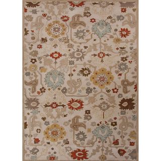 Hand tufted Transitional Floral Pattern Brown Rug (96 X 136)