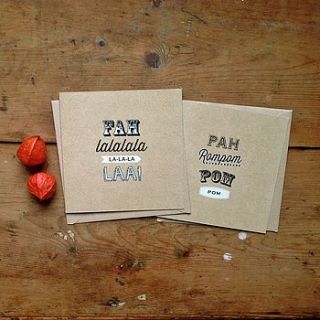 set of six hand printed craft christmas cards by handmade by if