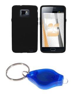 Premium Black Silicone Soft Skin Case Cover + Atom LED Keychain Light for Samsung Galaxy S II SGH I777 (AT&T) Cell Phones & Accessories