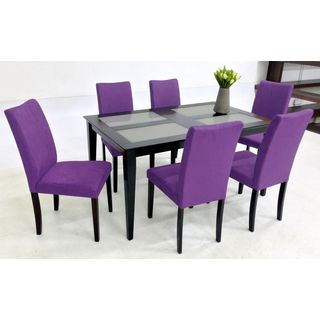 Warehouse Of Tiffany Warehouse Of Tiffany Shino Purple 7 piece Glass Table Dining Set Purple Size 7 Piece Sets