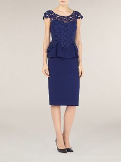 Alexon Sapphire blue lace & peplum dress