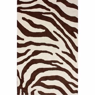 Nuloom Handmade Modern Zebra Brown/ Beige Wool Rug (6 X 9)