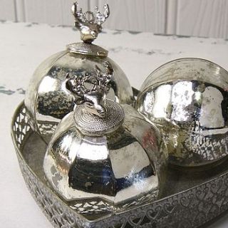 silver glass reindeer bauble by lisa angel homeware and gifts
