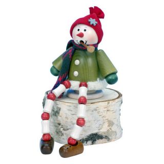 Alexander Taron Wood Sitting Snowman Smoker Ornament