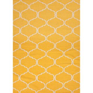 Handmade Flat weave Geometric Pattern Yellow Area Rug (8 X 10)