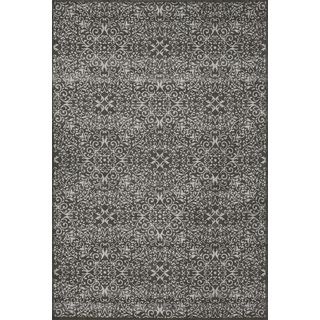 Settat Dark Grey Wool/ Viscose Graphic Rug (5x8)