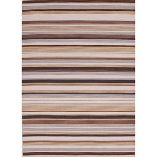 Handmade Flat weave Stripe Pattern Multicolor Area Rug (5 X 8)