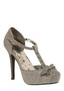 Buttons and Bows Heel in Grey  Mod Retro Vintage Heels