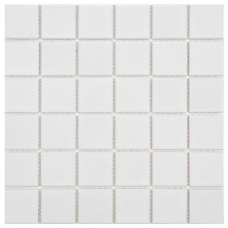 Somertile 11.875x11.875 in Polar Square 2 in White Porcelain Mosaic Tile (pack Of 10)