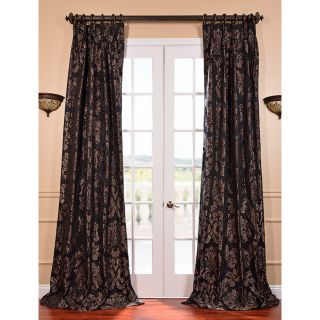 Astoria Black/ Pewter French Pleat Faux Silk Jacquard Curtain Panel