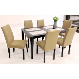 Warehouse Of Tiffany Warehouse Of Tiffany Shino Light Brown 7 piece Glass Table Dining Set Brown Size 7 Piece Sets