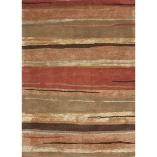 Transitional Red/ Orange Wool/ Silk Tufted Rug (36 X 56)
