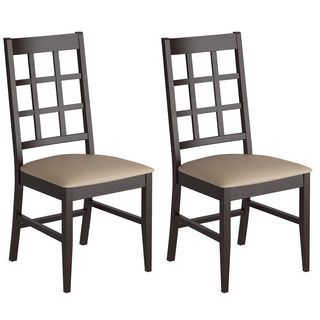 Corliving Atwood Cappuccino Stained Dining Chairs With Leatherette Seat (set Of 2)