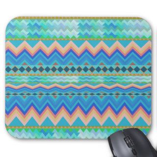 Trendy Pink Turquoise Tribal Aztec ZigZag Pattern Mouse Pads