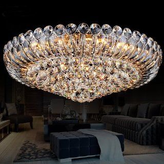 New Modern Luxury K9 Crystal Ceiling Light Fixture Large LED Lighting Living Room Lights Chrome D 23.5 * H9.4 Inch 110 240 V   Chandeliers  