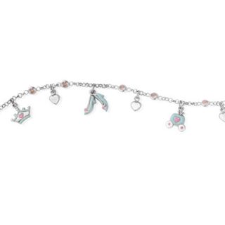 FuFoo Childs Cinderella and Pink Cubic Zirconia Charm Bracelet in