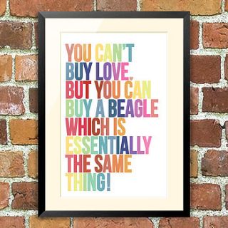 love beagle dog print, for pet lovers by the animal gallery