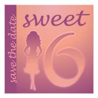 Purple Sweet 16 Save the Date Custom Announcements
