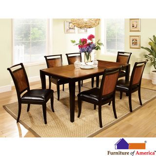 Furniture Of America Saldi Acacia Wood/ Black 7 piece Dining Set Black Size 7 Piece Sets