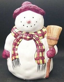 Sakura Snowman Figurine Cookie Jar & Lid, Fine China Dinnerware   Debbie Mumm,Sn
