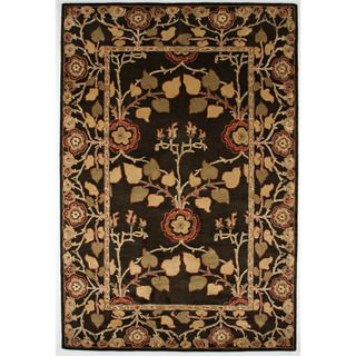 Hand tufted Transitional Gray/ Black Oriental pattern Area Rug (5 X 8)