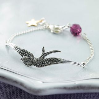 silver and crystal bird bracelet by bonbi forest
