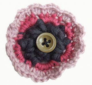 flower brooch with button by rose sharp jones