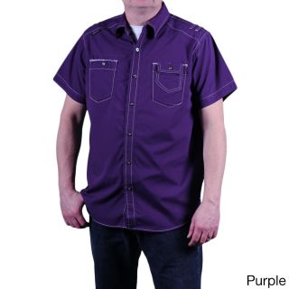 Mo7 Mo7 Mens Short Sleeve Poplin Shirt Purple Size M