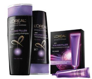 L'Oreal Volume Filler Thickening Shampoo and Conditioner 12.6 fl oz each and Volume Filler Fiber Amplifying Concentrate 0.5 fl oz  Beauty