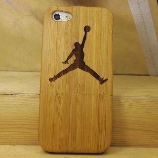 Jordan NBA Basketball Player 2 Natural Handmade Hard Wood Bamboo Case Cover Protective Shell for Iphone 5 Cell Phones & Accessories