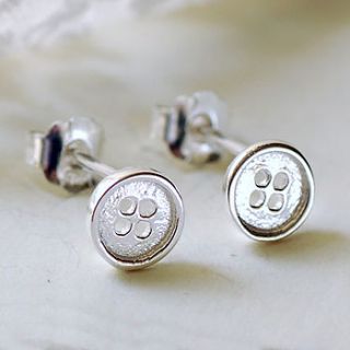tiny silver button stud earrings by highland angel