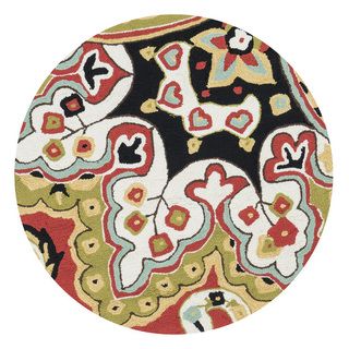 Hand hooked Charlotte Red/ Black Rug (3 Round)